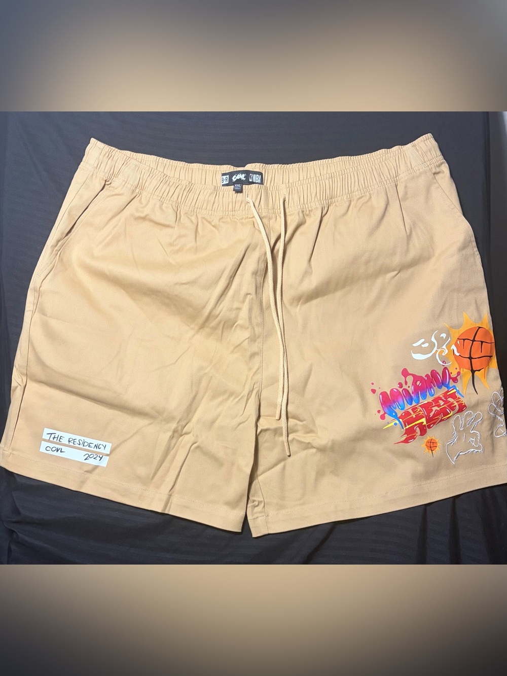 Bleacher Report x COVL NBA Miami Heat Shorts Tan Khaki 2XL NWT